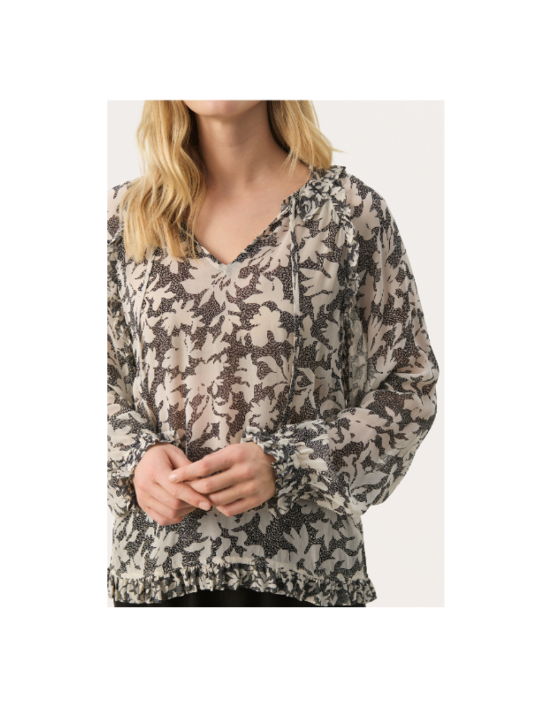 Part Two Joanna Blouse in Black Stitch Leaf by Part Two