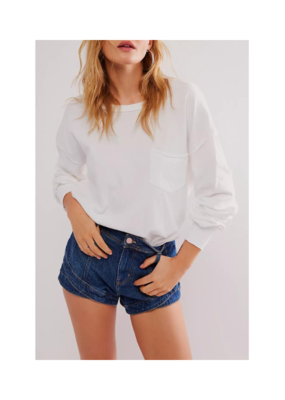 Free People Fade Into You Long Tee in White by Free People