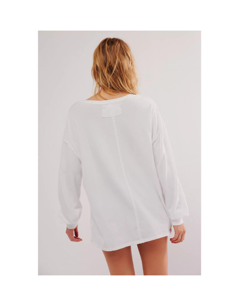 Free People Fade Into You Long Tee in White by Free People