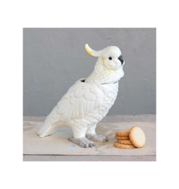 Creative Co-Op Ceramic Cockatoo Jar with Lid