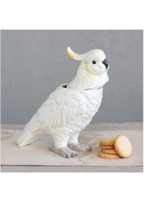 Creative Co-Op Ceramic Cockatoo Jar with Lid