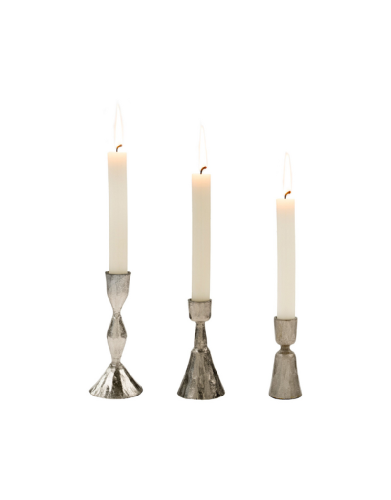 Indaba Trading Zora Forged Candlestick Antique Silver