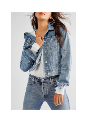 Free People Rumors Denim Jacket in Light Indigo by Free People