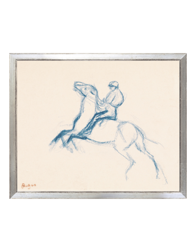 Celadon Art Jockey on Horse 11"x9"