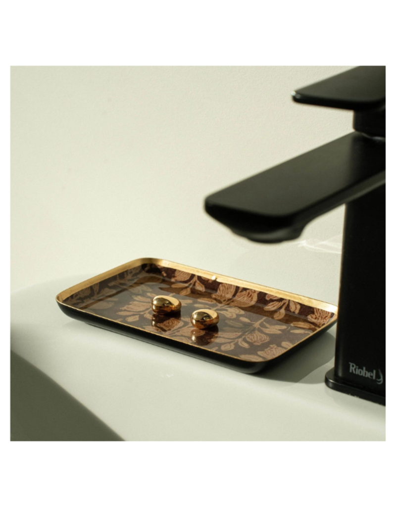 Indaba Trading Arbor Enameled Tray Plum Small