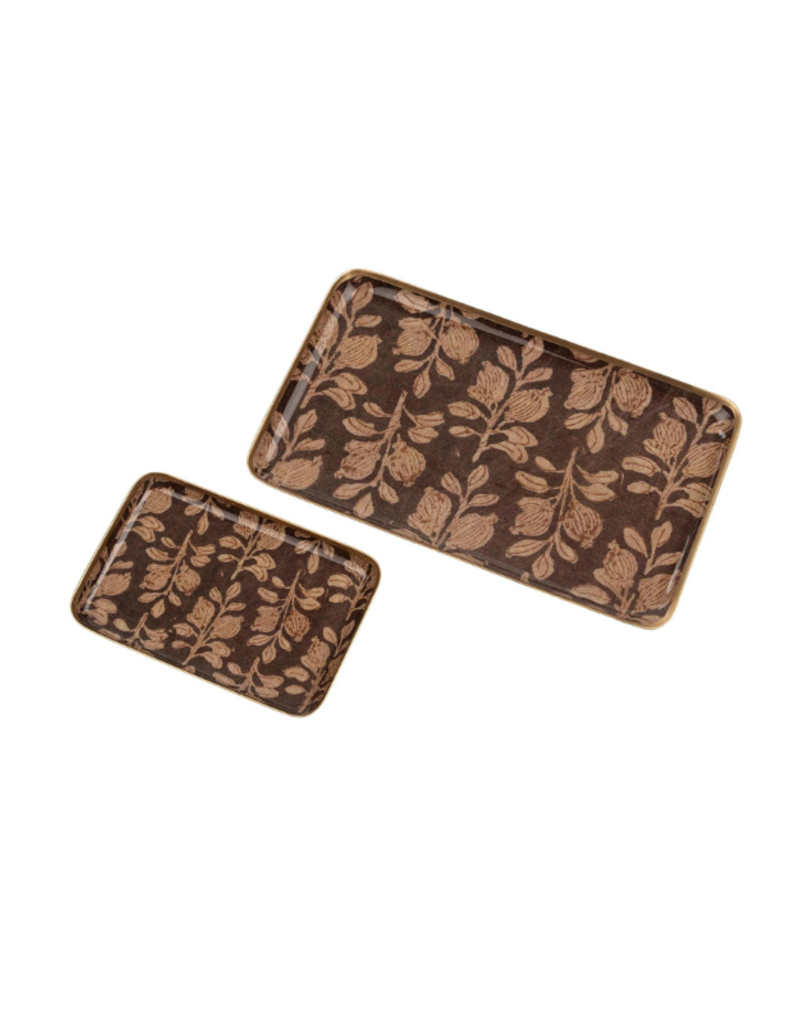 Indaba Trading Arbor Enameled Tray Plum Large