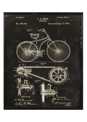 Celadon Art Bicycle Patent 1890 in Charcoal 17"x21"