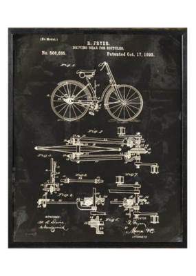 Celadon Art Bicycle Patent 1893 in Charcoal 17"x21"