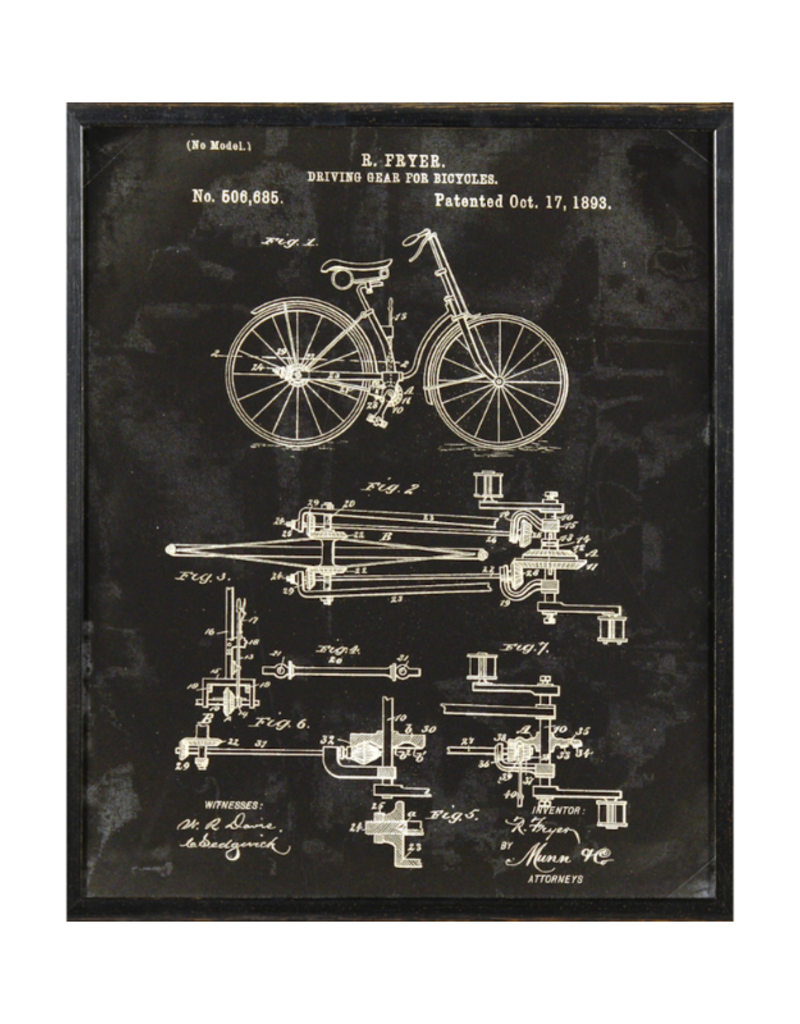 Celadon Art Bicycle Patent 1893 in Charcoal 17"x21"