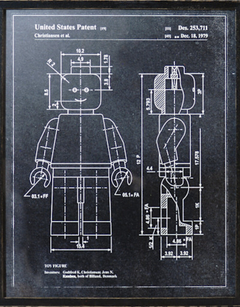 Celadon Art Lego Man in Charcoal 17"x21"