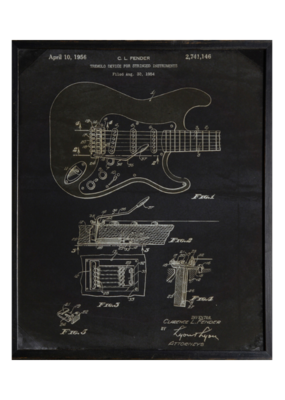 Celadon Art Fender Patent 1954 in Charcoal 17"x21"