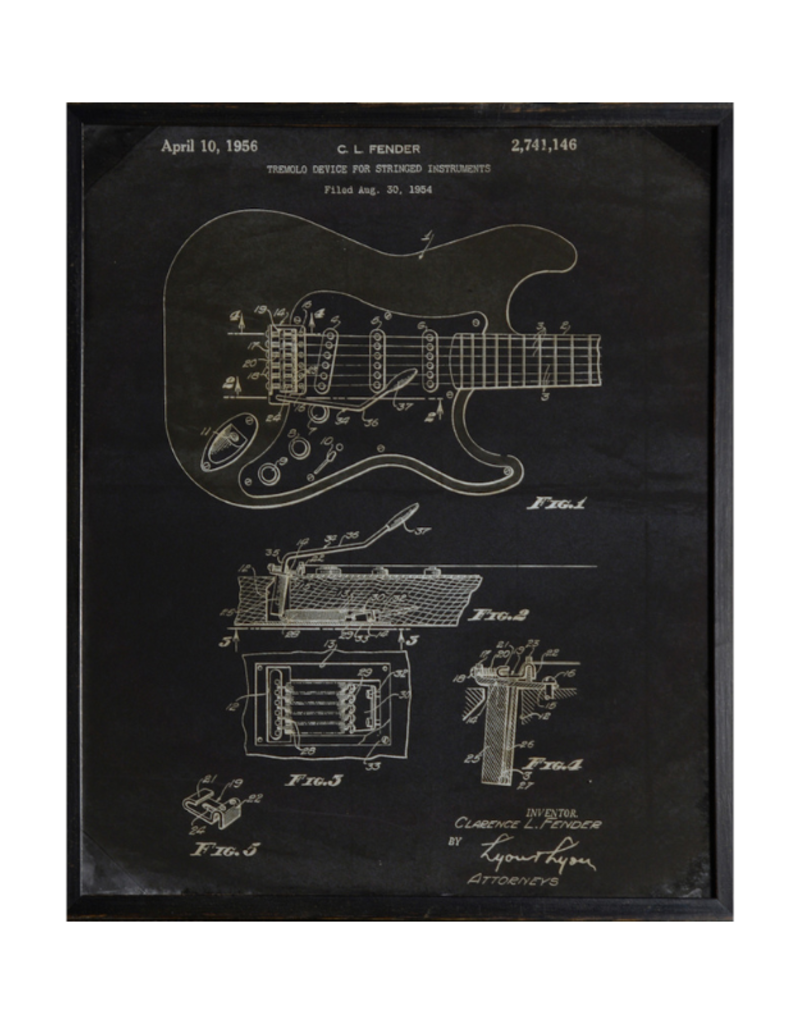 Celadon Art Fender Patent 1954 in Charcoal 17"x21"