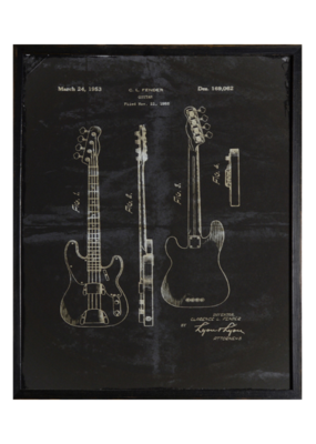 Celadon Art Fender Patent 1952 in Charcoal 17"x21"