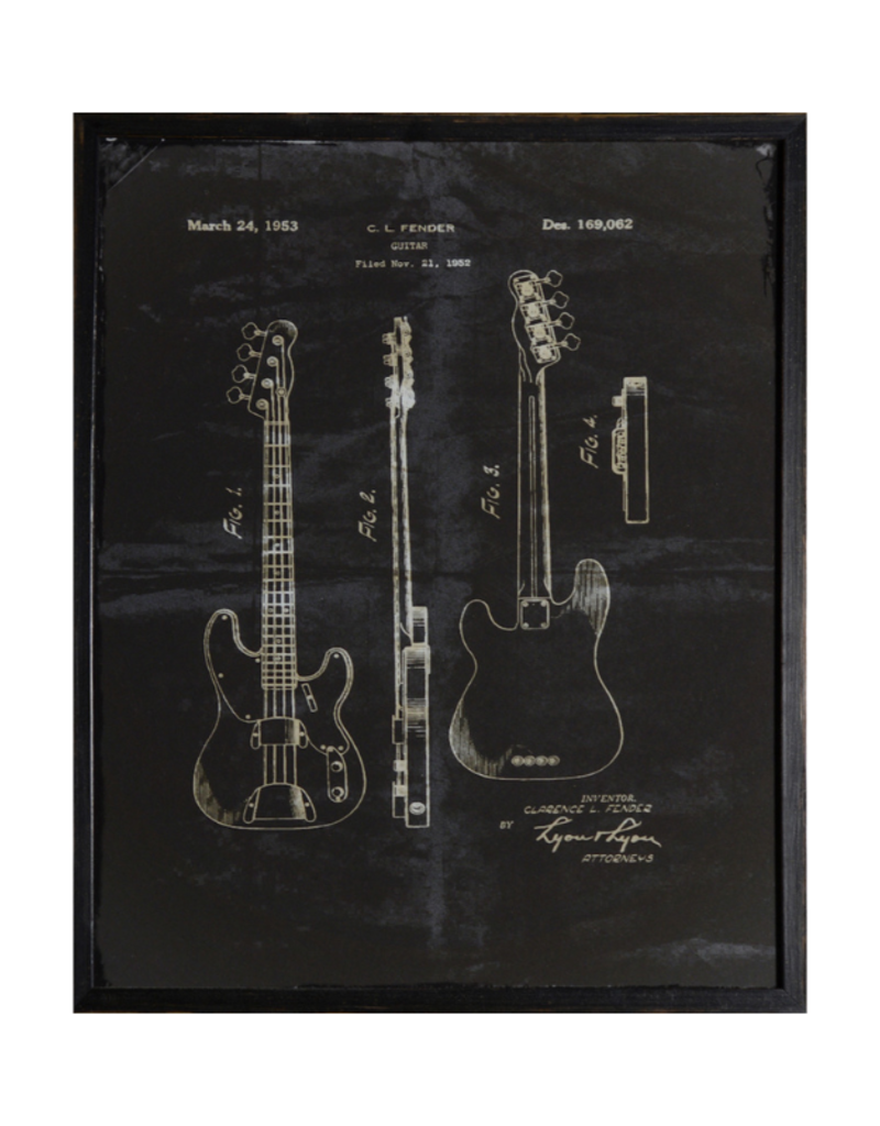 Celadon Art Fender Patent 1952 in Charcoal 17"x21"