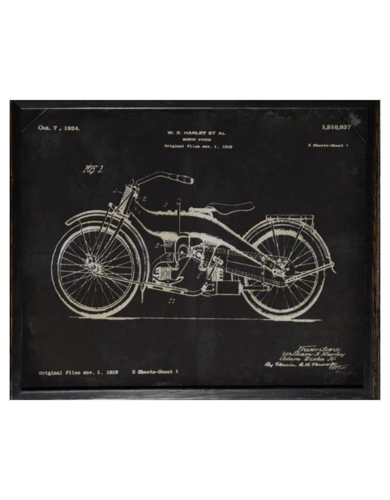 Celadon Art Harley Patent 1924 in Charcoal 21"x17"