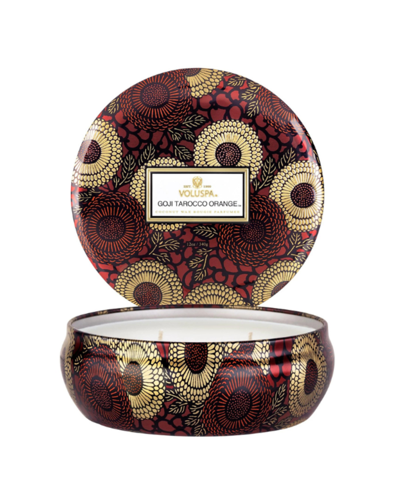 Voluspa 3-Wick Tin Candle in Goji Tarocco by Voluspa