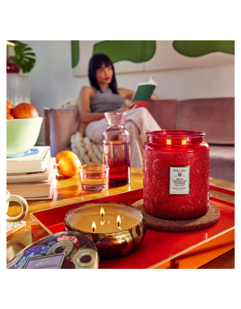 Voluspa 3-Wick Tin Candle in Goji Tarocco by Voluspa