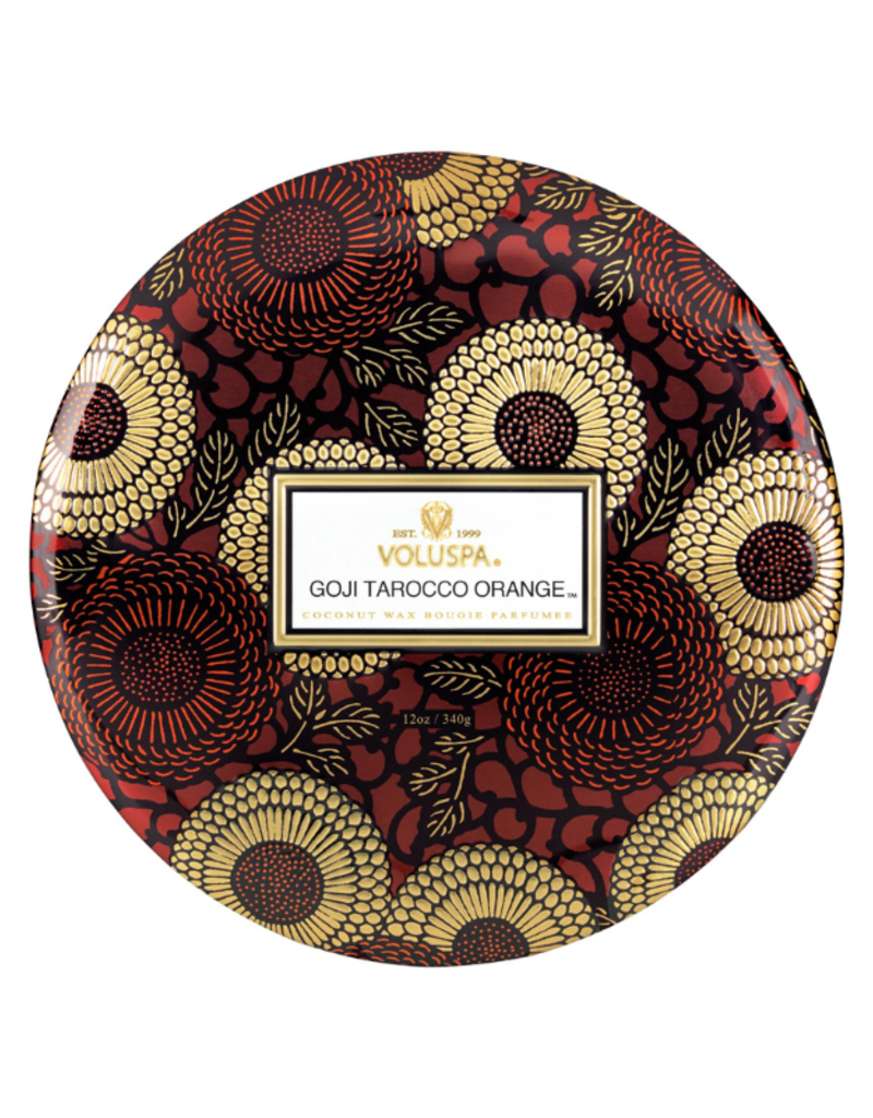 Voluspa 3-Wick Tin Candle in Goji Tarocco by Voluspa