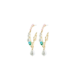 PILGRIM Force Large Hoop Earrings in White by Pilgrim