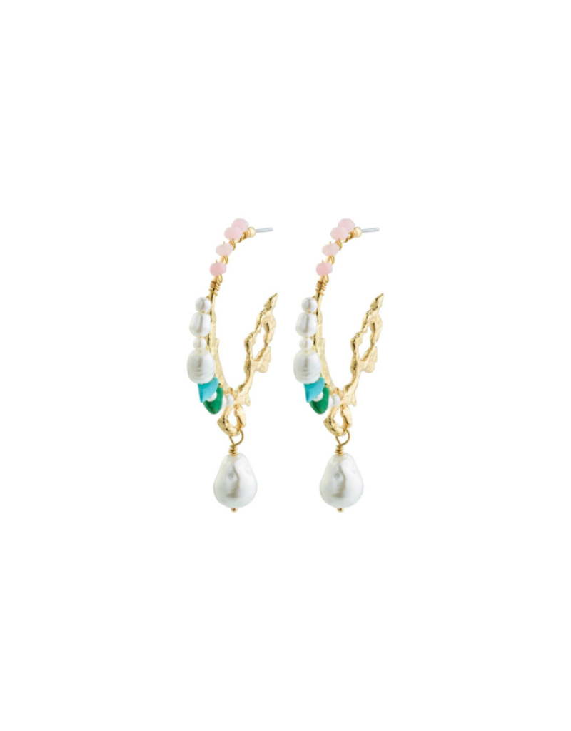 PILGRIM Force Large Hoop Earrings in White by Pilgrim