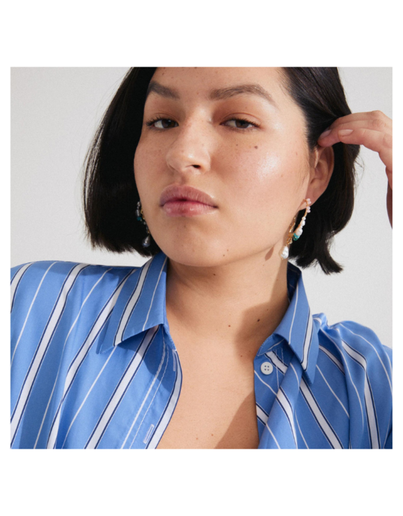 PILGRIM Force Large Hoop Earrings in White by Pilgrim