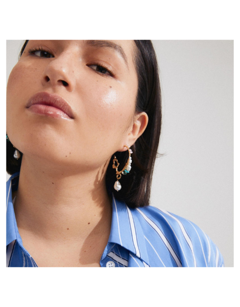 PILGRIM Force Large Hoop Earrings in White by Pilgrim