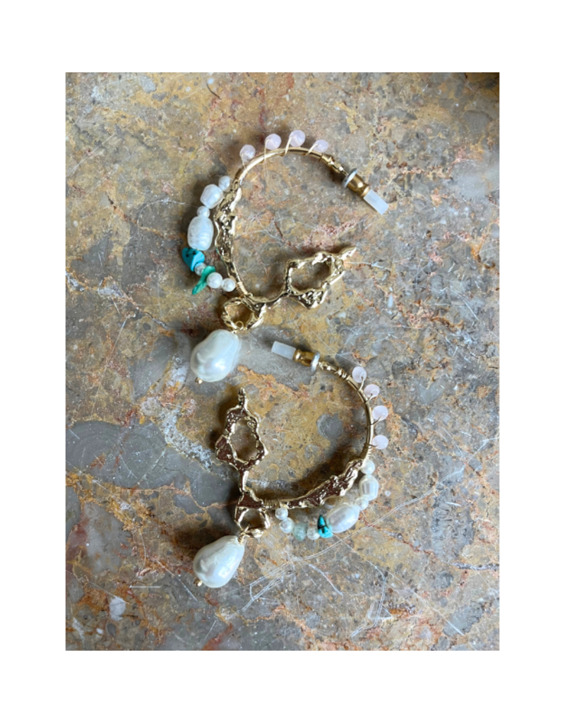 PILGRIM Force Large Hoop Earrings in White by Pilgrim