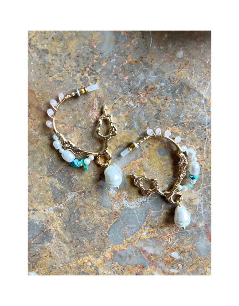 PILGRIM Force Large Hoop Earrings in White by Pilgrim