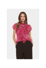 Saint Tropez Lilja Crinkle Shirt in Fuchsia Leo by Saint Tropez