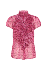 Saint Tropez Lilja Crinkle Shirt in Fuchsia Leo by Saint Tropez