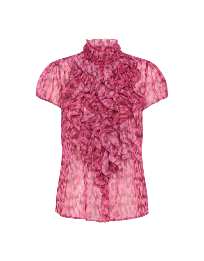 Saint Tropez Lilja Crinkle Shirt in Fuchsia Leo by Saint Tropez