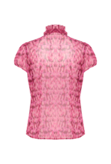 Saint Tropez Lilja Crinkle Shirt in Fuchsia Leo by Saint Tropez