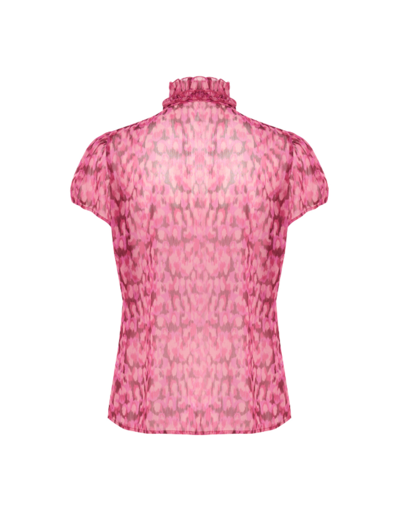 Saint Tropez Lilja Crinkle Shirt in Fuchsia Leo by Saint Tropez