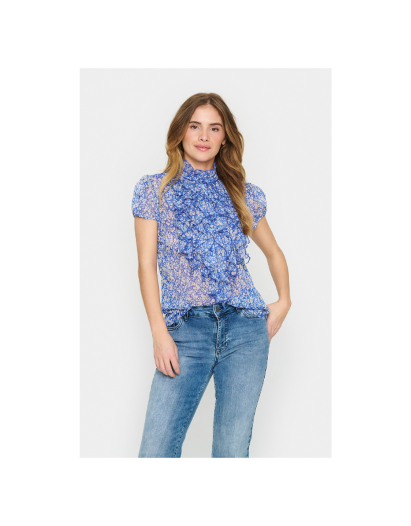 Saint Tropez Lilja Crinkle Shirt in Surf Ditsy by Saint Tropez