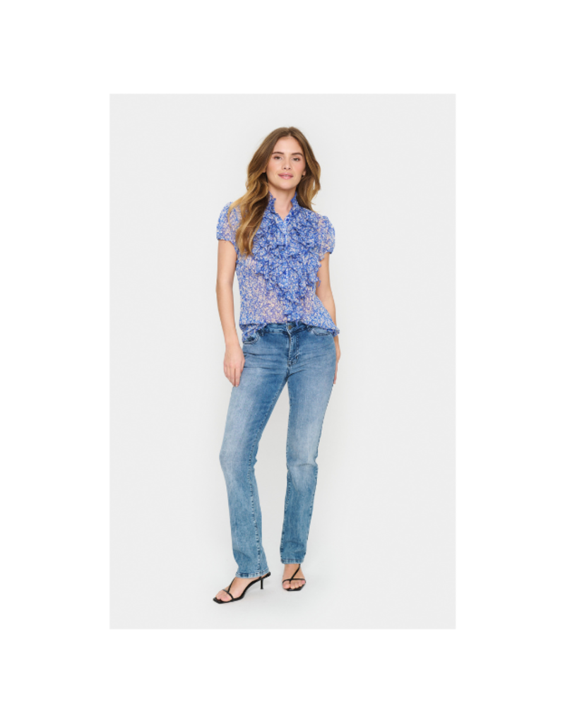 Saint Tropez Lilja Crinkle Shirt in Surf Ditsy by Saint Tropez