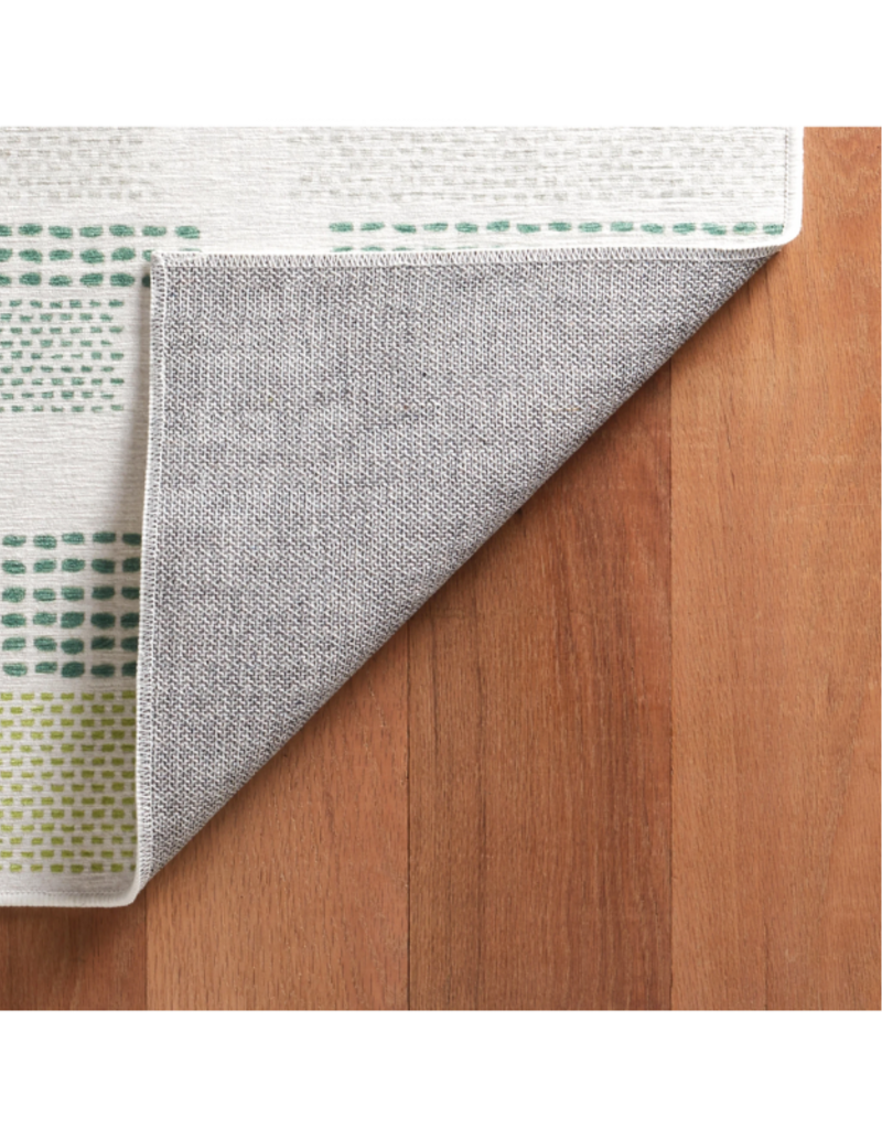 Dash & Albert Dash & Albert Machine Washable Tread Lightly Green Rug 3x5