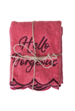 Creative Co-Op "Hello..." Set of 2 Terry Wash Cloths