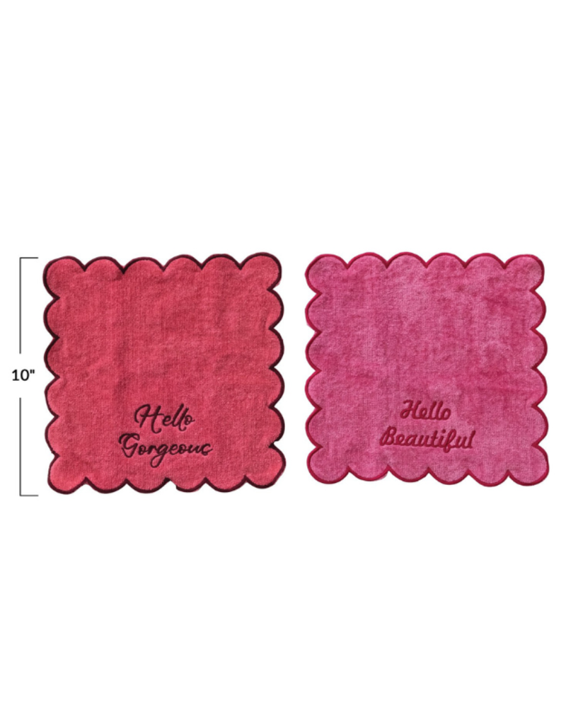 Creative Co-Op "Hello..." Set of 2 Terry Wash Cloths