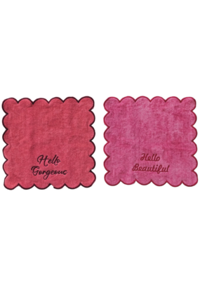 Creative Co-Op "Hello..." Set of 2 Terry Wash Cloths