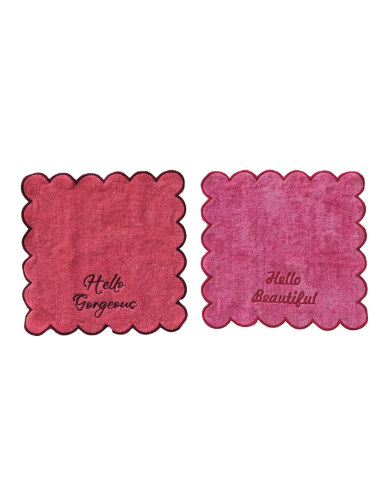 Creative Co-Op "Hello..." Set of 2 Terry Wash Cloths