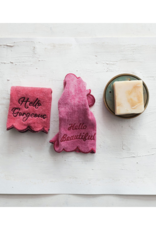 Creative Co-Op "Hello..." Set of 2 Terry Wash Cloths