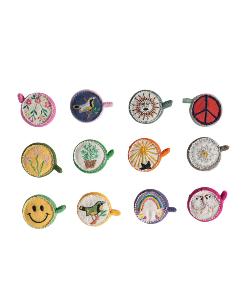 Creative Co-Op Embroidered Felt Tape Measure