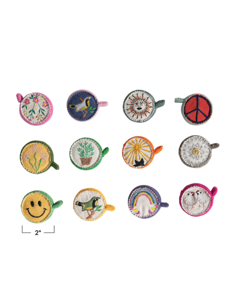 Creative Co-Op Embroidered Felt Tape Measure