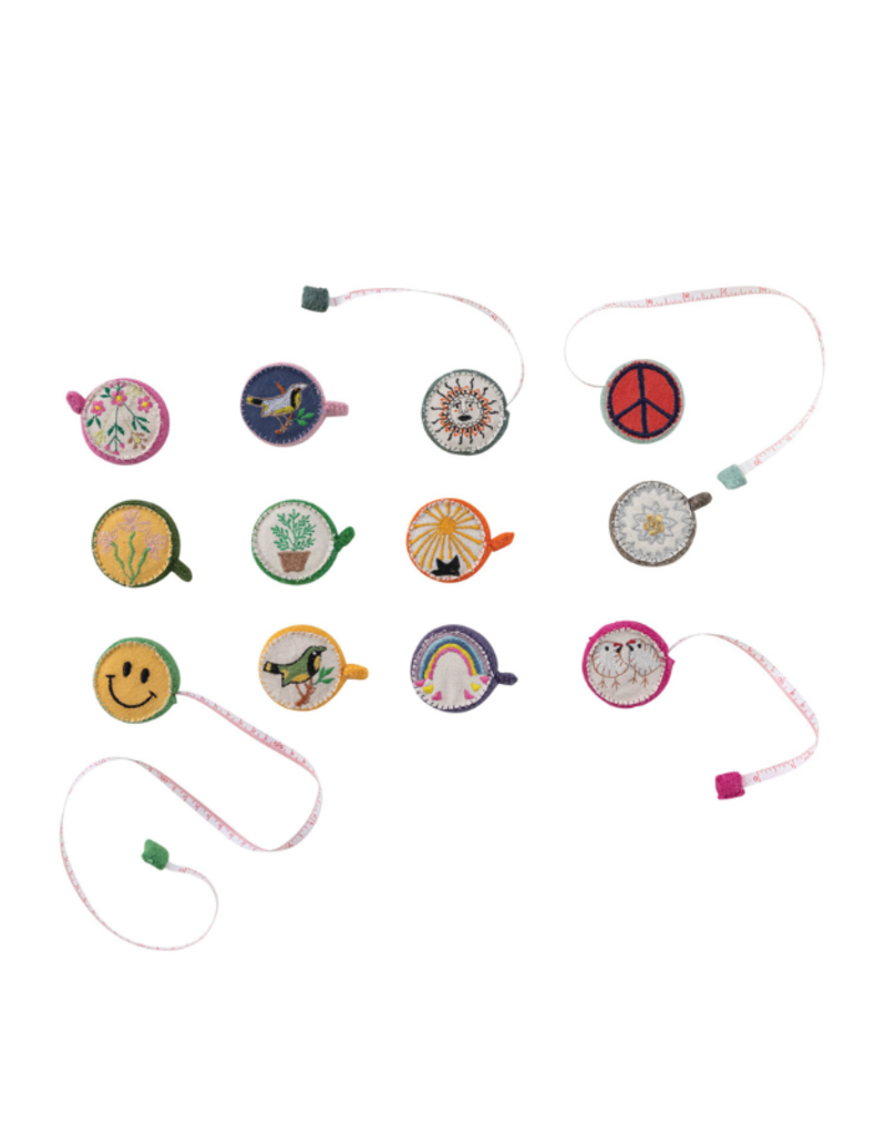 Creative Co-Op Embroidered Felt Tape Measure