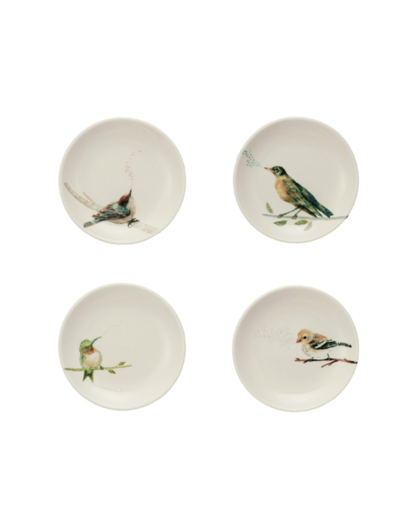Creative Co-Op Bird on Branch Stoneware Dish