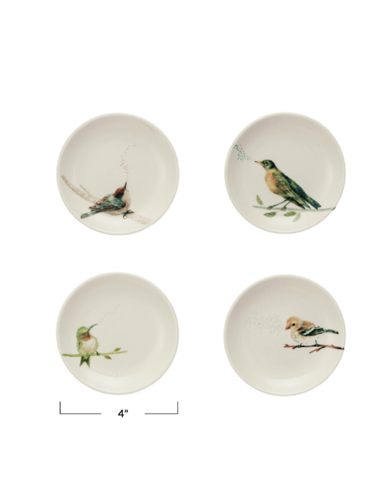 Creative Co-Op Bird on Branch Stoneware Dish