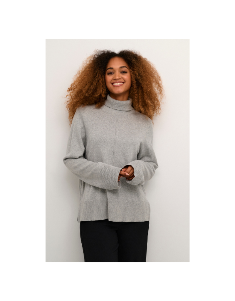 Cream Anva Rollneck Pullover in Grey Melange by Cream