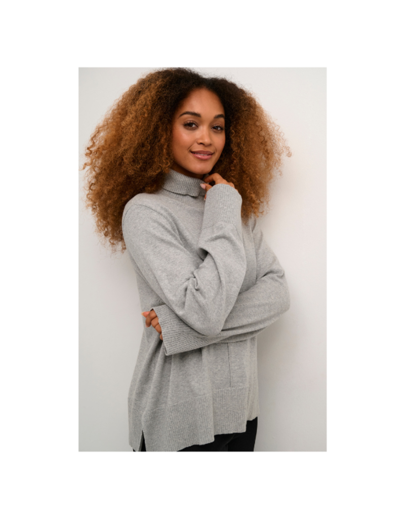 Cream Anva Rollneck Pullover in Grey Melange by Cream