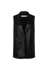 Esqualo Long Vegan Leather Gilet Vest in Black by Esqualo