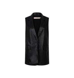 Esqualo Long Vegan Leather Vest in Black by Esqualo